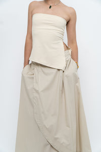 Vintage x Beige Cotton Peplum Maxi Skirt (S-L)