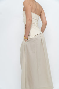 Vintage x Beige Cotton Peplum Maxi Skirt (S-L)
