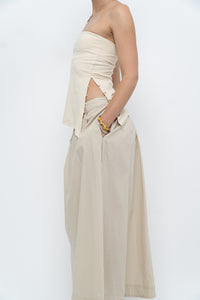 Vintage x Beige Cotton Peplum Maxi Skirt (S-L)
