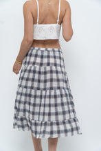 Load image into Gallery viewer, Vintage x Lightweight Plaid Tiered Midi Skirt (XS-M)