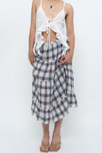 Load image into Gallery viewer, Vintage x Lightweight Plaid Tiered Midi Skirt (XS-M)