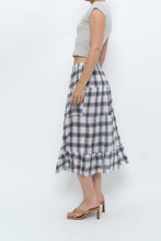 Load image into Gallery viewer, Vintage x Lightweight Plaid Tiered Midi Skirt (XS-M)