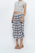Load image into Gallery viewer, Vintage x Lightweight Plaid Tiered Midi Skirt (XS-M)
