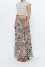 Load image into Gallery viewer, Vintage x GERRY WEBBER Tiered Patterned Chiffon Maxi Skirt (L, XL)
