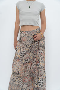 Vintage x GERRY WEBBER Tiered Patterned Chiffon Maxi Skirt (L, XL)