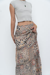 Vintage x GERRY WEBBER Tiered Patterned Chiffon Maxi Skirt (L, XL)