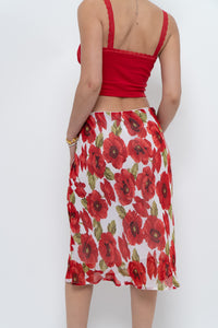 Vintage x Red Poppy Patterned Midi Skirt (S-L)