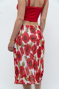 Vintage x Red Poppy Patterned Midi Skirt (S-L)