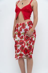 Vintage x Red Poppy Patterned Midi Skirt (S-L)