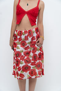 Vintage x Red Poppy Patterned Midi Skirt (S-L)