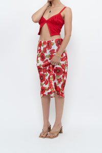 Vintage x Red Poppy Patterned Midi Skirt (S-L)