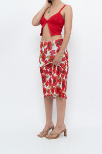 Vintage x Red Poppy Patterned Midi Skirt (S-L)