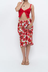 Vintage x Red Poppy Patterned Midi Skirt (S-L)