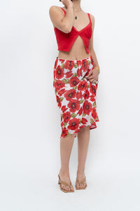 Vintage x Red Poppy Patterned Midi Skirt (S-L)