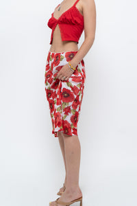 Vintage x Red Poppy Patterned Midi Skirt (S-L)