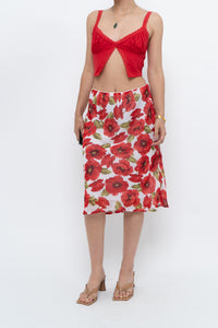 Vintage x Red Poppy Patterned Midi Skirt (S-L)