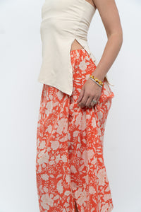 ETRO x Orange Floral Silk Midi Skirt (XS, S)