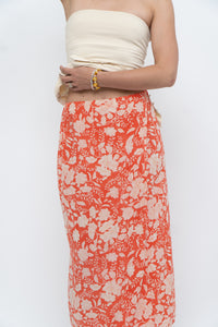 ETRO x Orange Floral Silk Midi Skirt (XS, S)