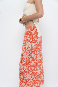 ETRO x Orange Floral Silk Midi Skirt (XS, S)