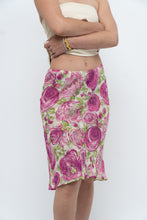 Load image into Gallery viewer, Vintage x Pink, Green Rose Patterned Silk Midi Skirt (M, L)