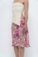 Load image into Gallery viewer, Vintage x Pink, Green Rose Patterned Silk Midi Skirt (M, L)