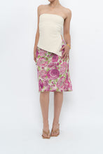 Load image into Gallery viewer, Vintage x Pink, Green Rose Patterned Silk Midi Skirt (M, L)