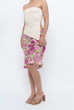 Load image into Gallery viewer, Vintage x Pink, Green Rose Patterned Silk Midi Skirt (M, L)