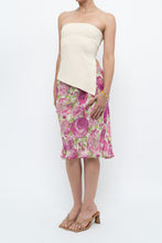 Load image into Gallery viewer, Vintage x Pink, Green Rose Patterned Silk Midi Skirt (M, L)