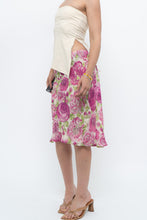 Load image into Gallery viewer, Vintage x Pink, Green Rose Patterned Silk Midi Skirt (M, L)
