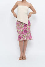 Load image into Gallery viewer, Vintage x Pink, Green Rose Patterned Silk Midi Skirt (M, L)