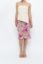 Load image into Gallery viewer, Vintage x Pink, Green Rose Patterned Silk Midi Skirt (M, L)