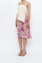 Load image into Gallery viewer, Vintage x Pink, Green Rose Patterned Silk Midi Skirt (M, L)