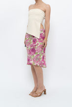 Load image into Gallery viewer, Vintage x Pink, Green Rose Patterned Silk Midi Skirt (M, L)