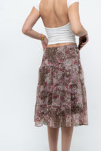 Load image into Gallery viewer, Vintage x Brown, Pink Floral Tiered Midi Skirt (S-L)