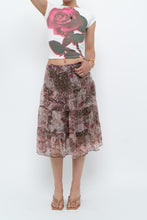 Load image into Gallery viewer, Vintage x Brown, Pink Floral Tiered Midi Skirt (S-L)