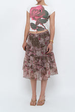 Load image into Gallery viewer, Vintage x Brown, Pink Floral Tiered Midi Skirt (S-L)