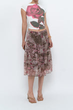 Load image into Gallery viewer, Vintage x Brown, Pink Floral Tiered Midi Skirt (S-L)