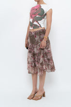 Load image into Gallery viewer, Vintage x Brown, Pink Floral Tiered Midi Skirt (S-L)