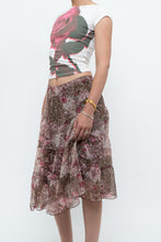 Load image into Gallery viewer, Vintage x Brown, Pink Floral Tiered Midi Skirt (S-L)