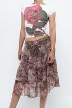 Load image into Gallery viewer, Vintage x Brown, Pink Floral Tiered Midi Skirt (S-L)