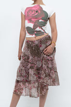 Load image into Gallery viewer, Vintage x Brown, Pink Floral Tiered Midi Skirt (S-L)