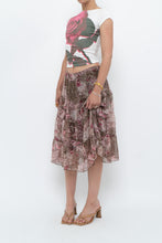 Load image into Gallery viewer, Vintage x Brown, Pink Floral Tiered Midi Skirt (S-L)