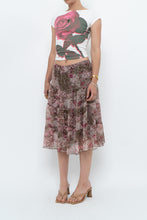 Load image into Gallery viewer, Vintage x Brown, Pink Floral Tiered Midi Skirt (S-L)