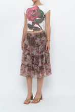 Load image into Gallery viewer, Vintage x Brown, Pink Floral Tiered Midi Skirt (S-L)
