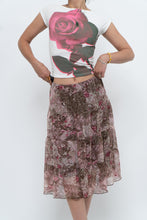 Load image into Gallery viewer, Vintage x Brown, Pink Floral Tiered Midi Skirt (S-L)