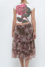 Load image into Gallery viewer, Vintage x Brown, Pink Floral Tiered Midi Skirt (S-L)