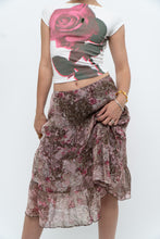 Load image into Gallery viewer, Vintage x Brown, Pink Floral Tiered Midi Skirt (S-L)