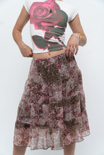 Load image into Gallery viewer, Vintage x Brown, Pink Floral Tiered Midi Skirt (S-L)