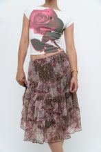 Load image into Gallery viewer, Vintage x Brown, Pink Floral Tiered Midi Skirt (S-L)