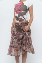 Load image into Gallery viewer, Vintage x Brown, Pink Floral Tiered Midi Skirt (S-L)